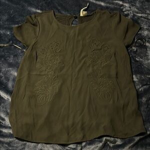 Floral Embroidered Black Blouse